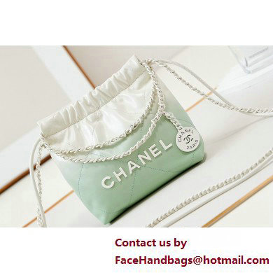 Chanel Patent Gradient Calfskin & Lacquered Metal CHANEL 22 Mini Handbag AS3980 White/Light Green 2025